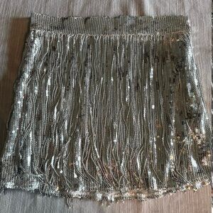 Silver Sequin Mini Skirt